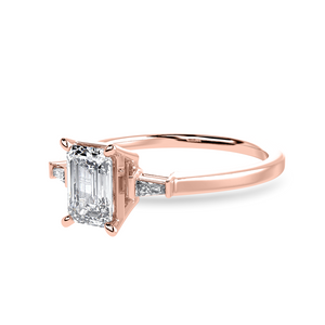70-Pointer Emerald Cut Solitaire with Baguette Cut Diamond Accents 18K Rose Gold Solitaire Ring JL AU 1224R-B   Jewelove.US