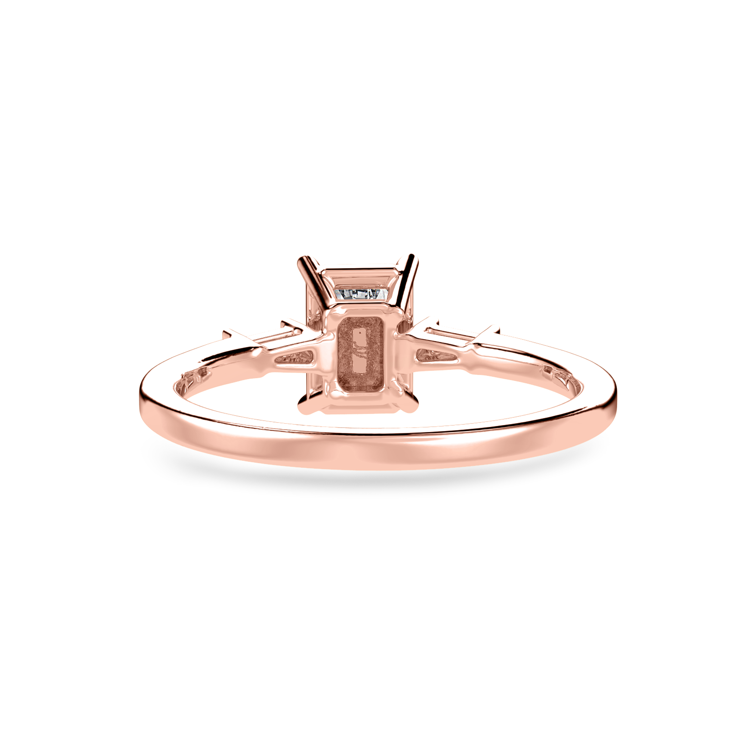 70-Pointer Emerald Cut Solitaire with Baguette Cut Diamond Accents 18K Rose Gold Solitaire Ring JL AU 1224R-B   Jewelove.US