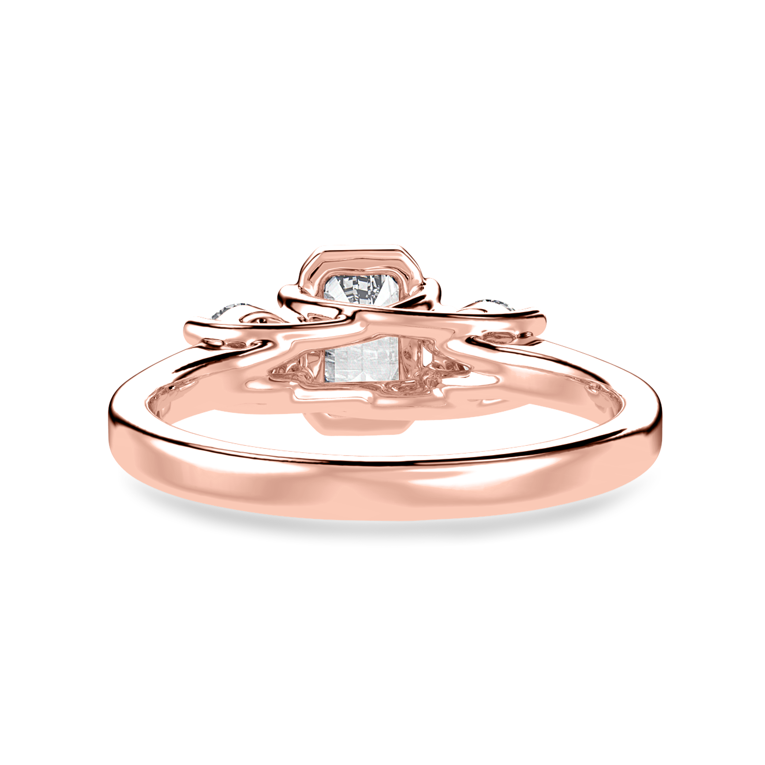 70-Pointer Emerald Cut Solitaire Diamond Accents 18K Rose Gold Solitaire Ring JL AU 1232R-B   Jewelove.US