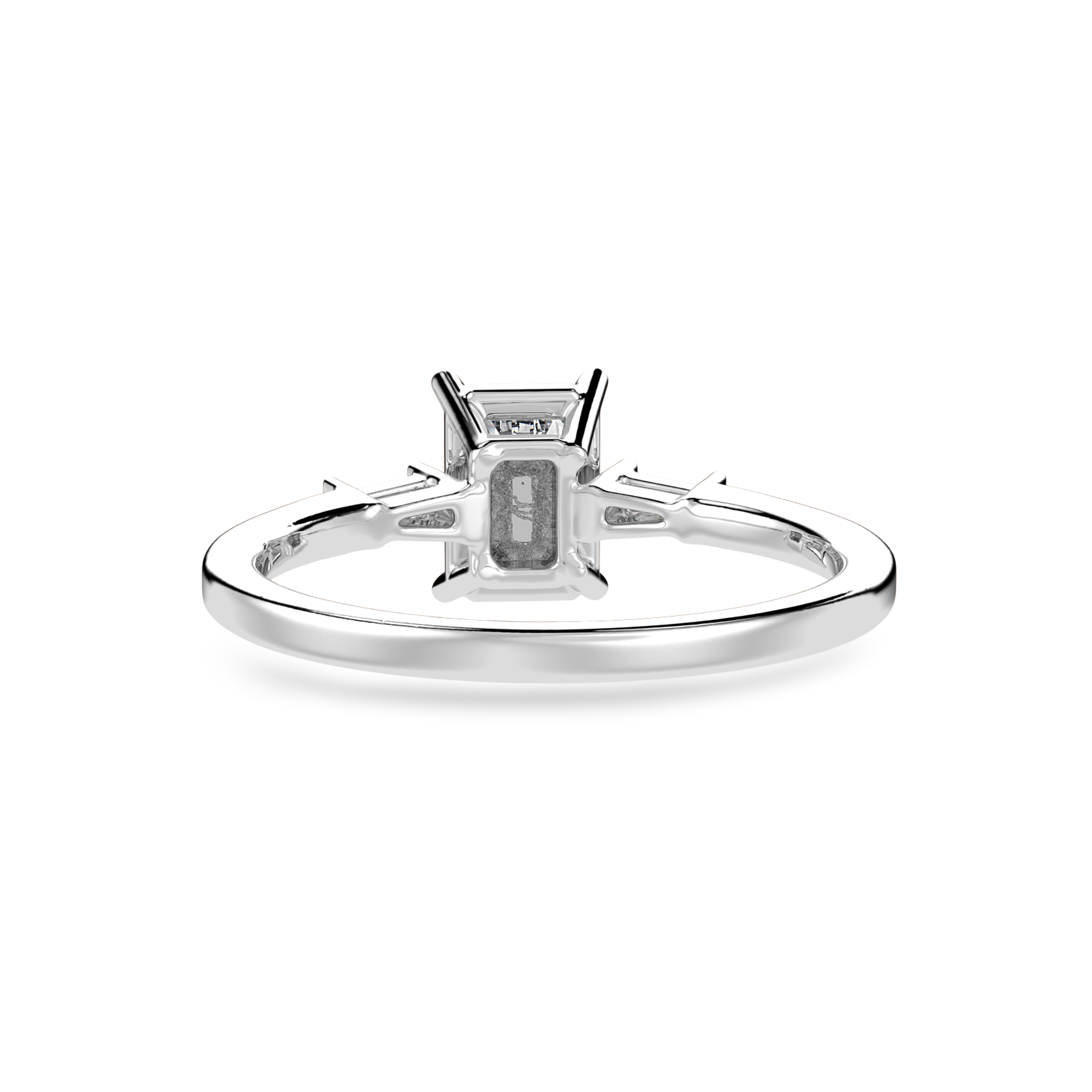 70-Pointer Emerald Cut Solitaire Baguette Diamond Accents Platinum Ring JL PT 1124-B   Jewelove.US