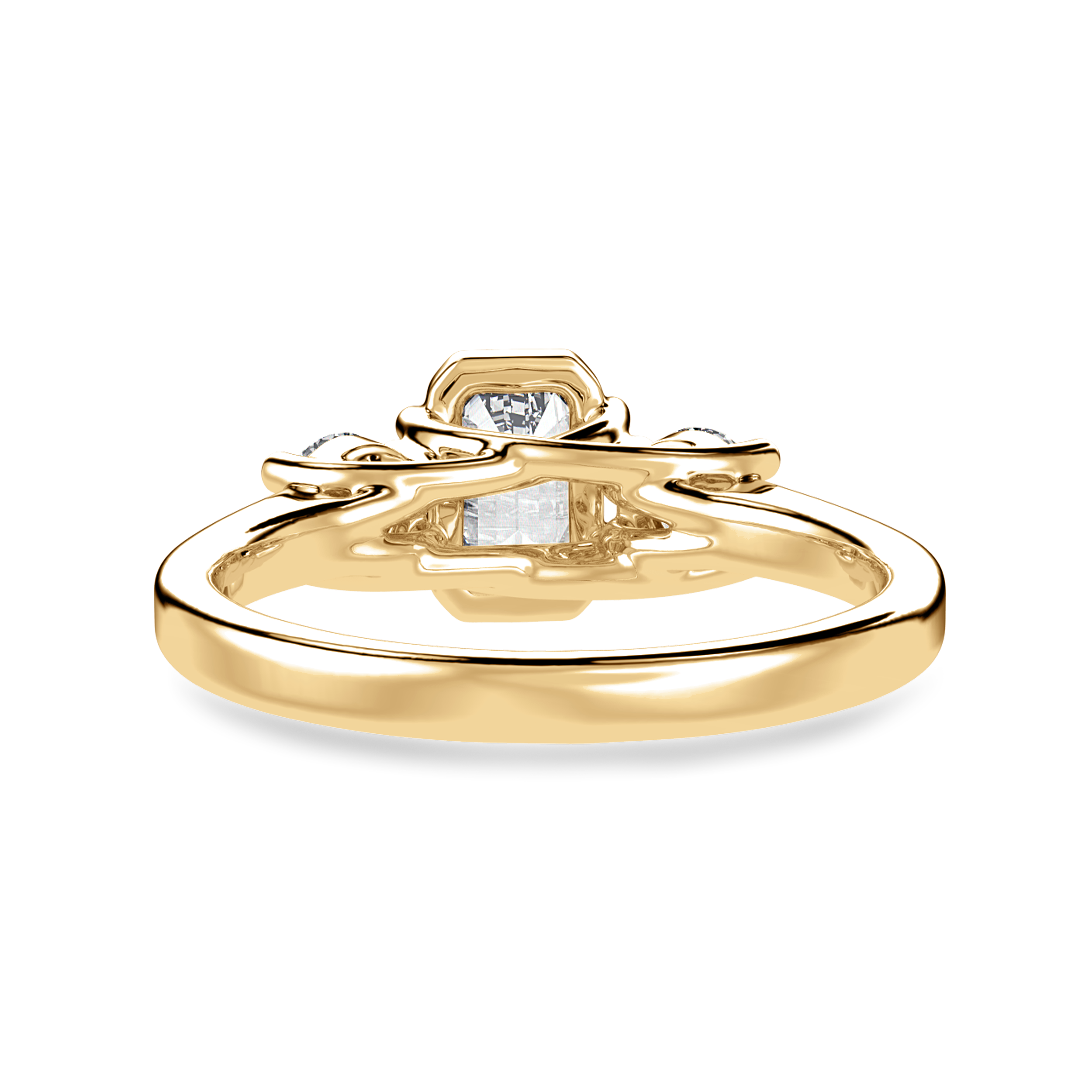 50cts. Emerald Cut Solitaire Diamond Accents 18K Yellow Gold Ring JL AU 1232Y-A   Jewelove.US