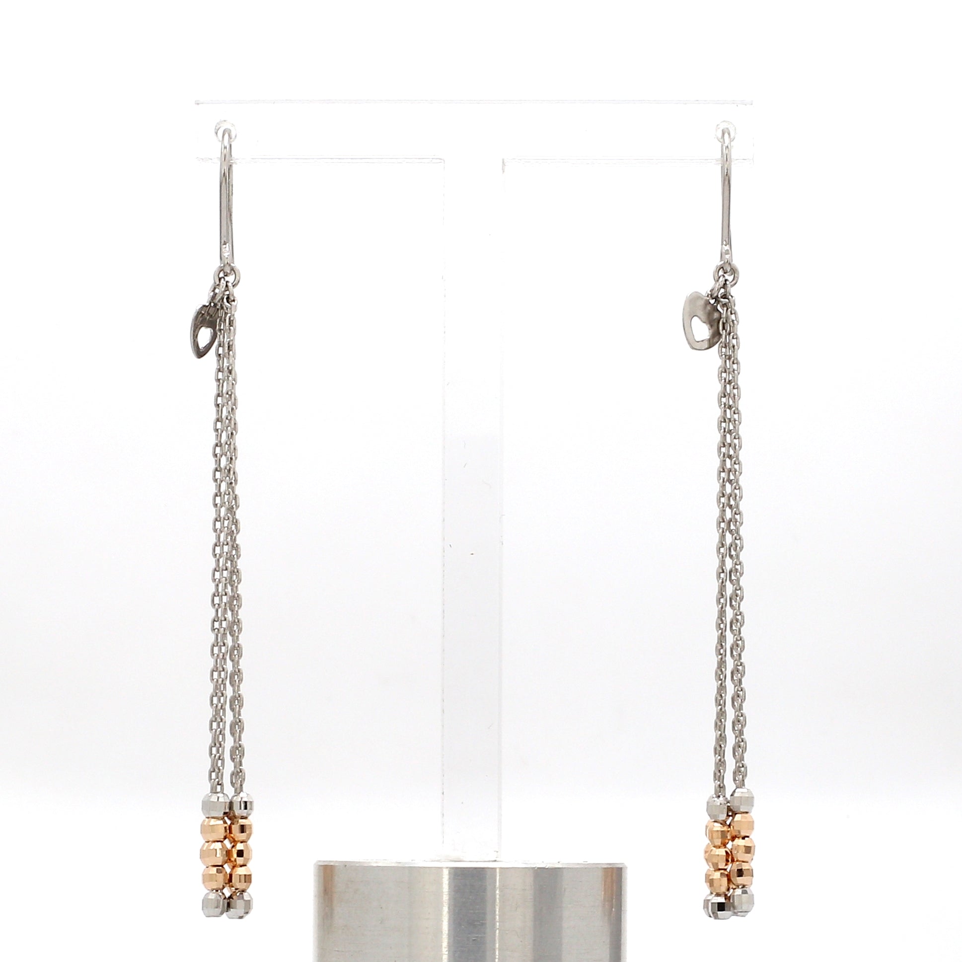 Japanese Designer Platinum Long Earrings with Rose Gold for Women JL PT E 282   Jewelove.US