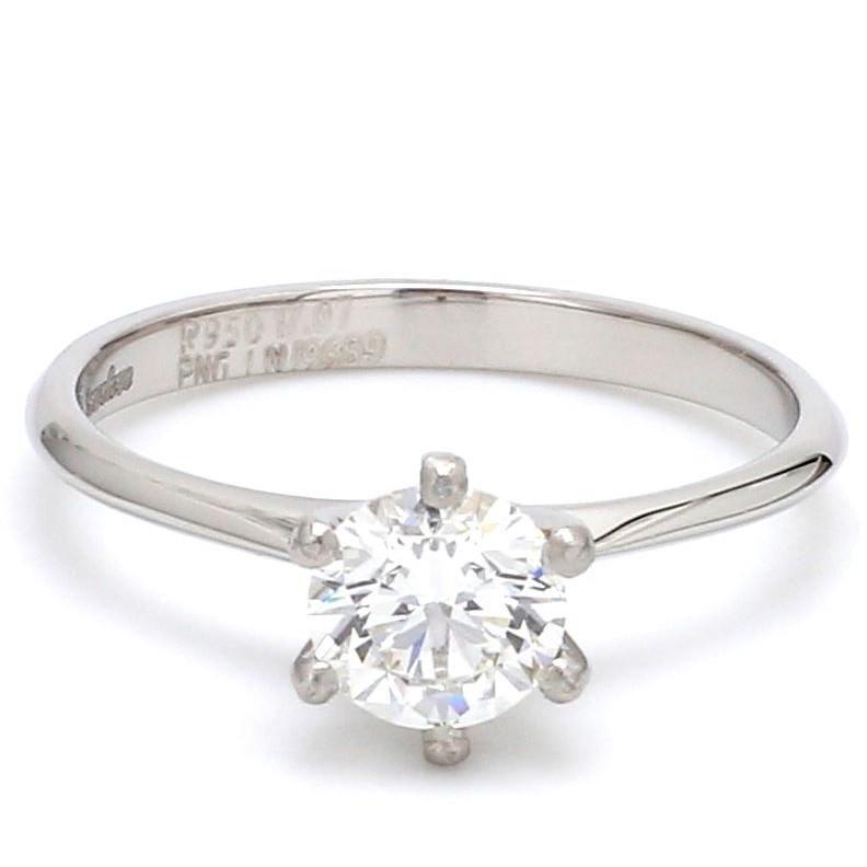 0.70 / 0.80 Carats Classic 6 Prong Tapered Platinum Solitaire Ring JL PT 17