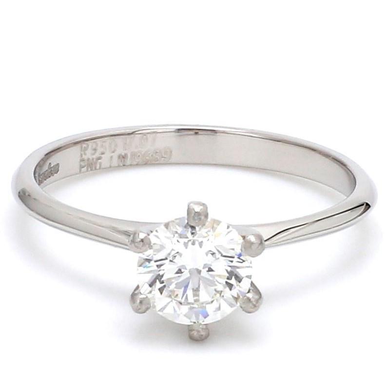 0.70 / 0.80 Carats Classic 6 Prong Tapered Platinum Solitaire Ring JL PT 17   Jewelove.US