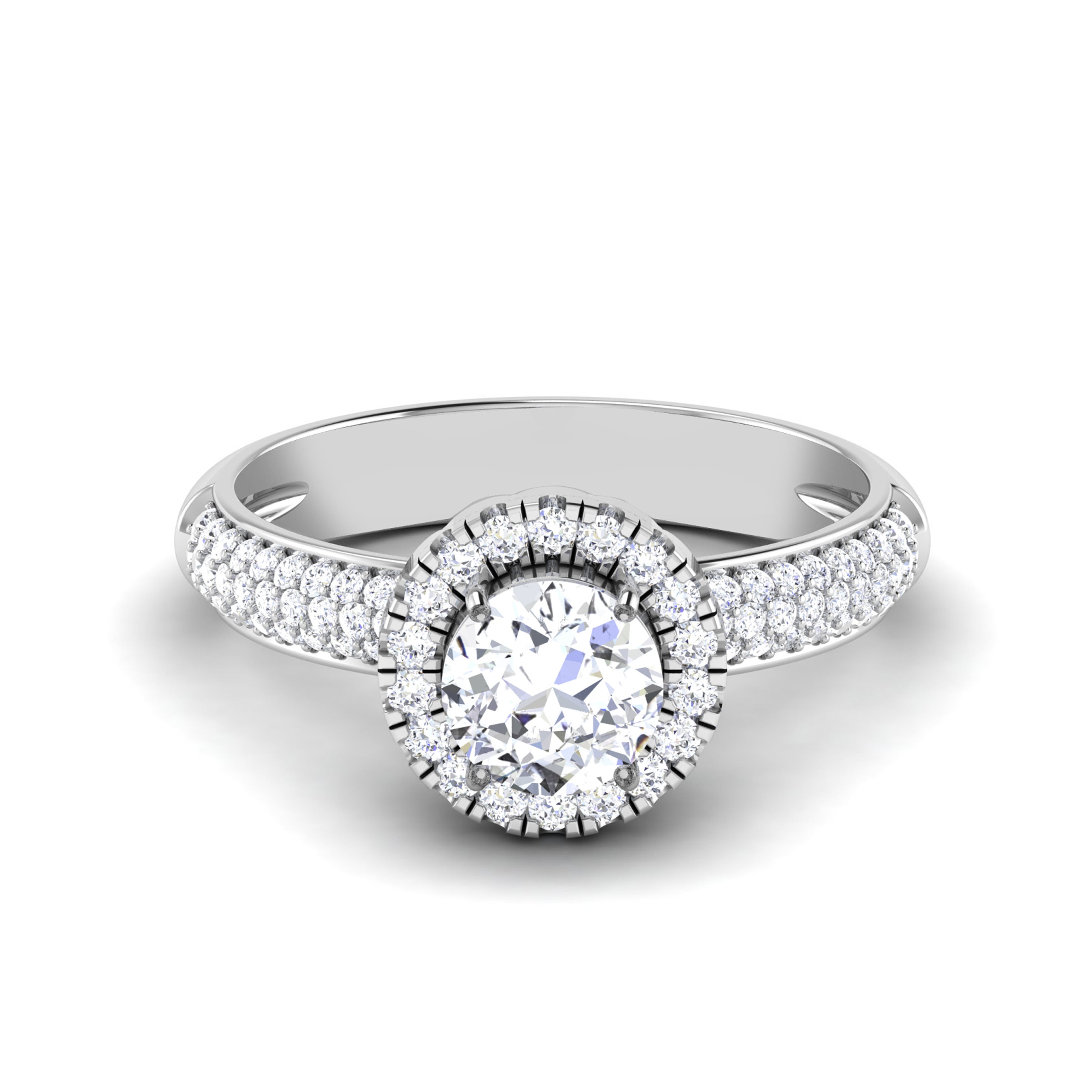 0.30cts Solitaire Halo Diamond Split Shank Platinum Engagement Ring JL PT 7006-A   Jewelove.US