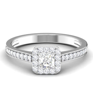 50 Pointer Platinum Shank Halo Princes Cut Diamond Solitaire Engagement Ring JL PT 7013   Jewelove.US