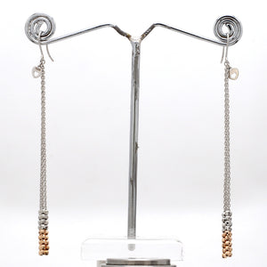 Japanese Designer Platinum Long Earrings with Rose Gold for Women JL PT E 283