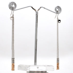 Japanese Designer Platinum Long Earrings with Rose Gold for Women JL PT E 283   Jewelove.US