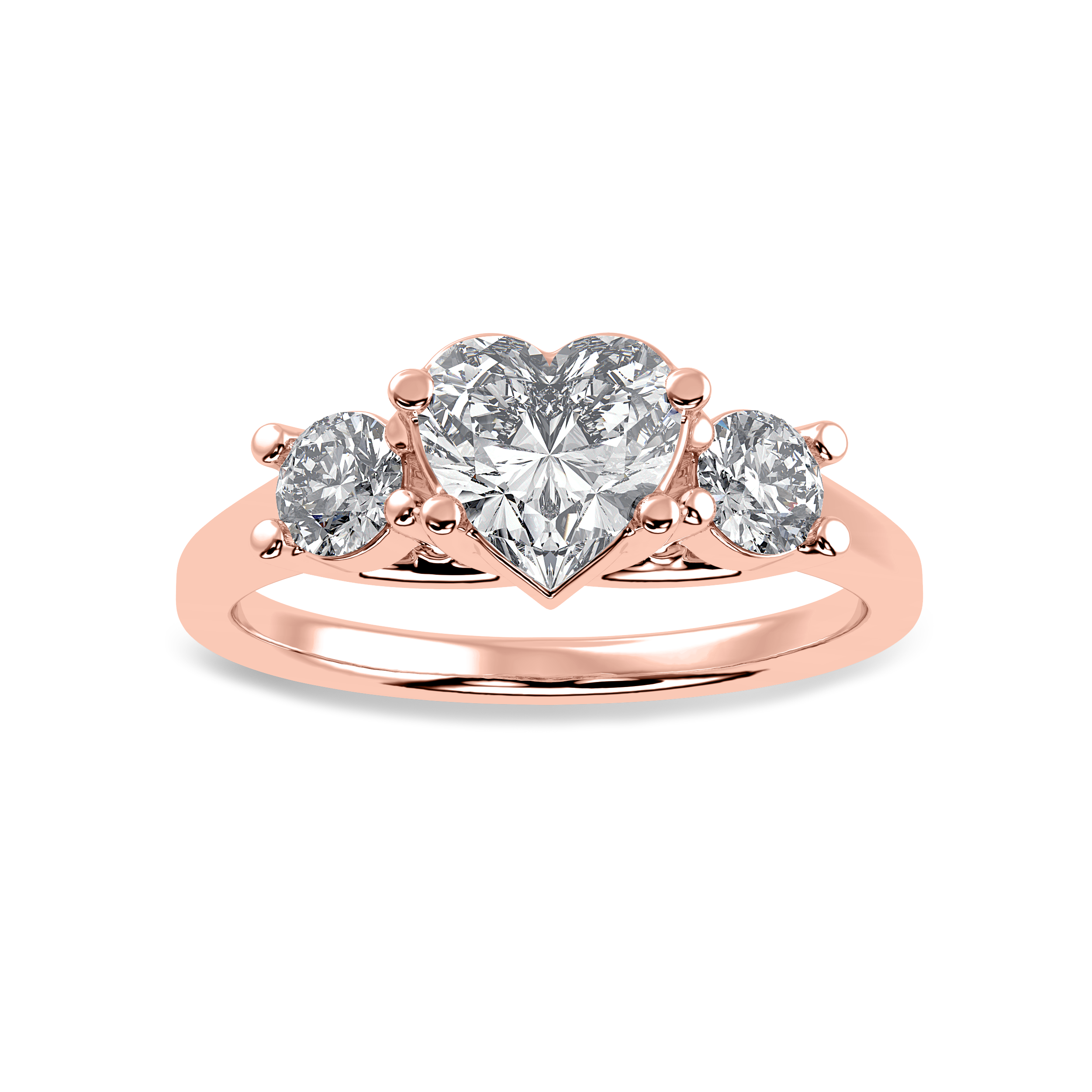 50-Pointer Heart Cut Solitaire Diamond Accents 18K Rose Gold Ring JL AU 1233R-A   Jewelove.US