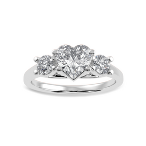 50-Pointer Heart Cut Solitaire Diamond Accents Platinum Ring JL PT 1233-A   Jewelove.US