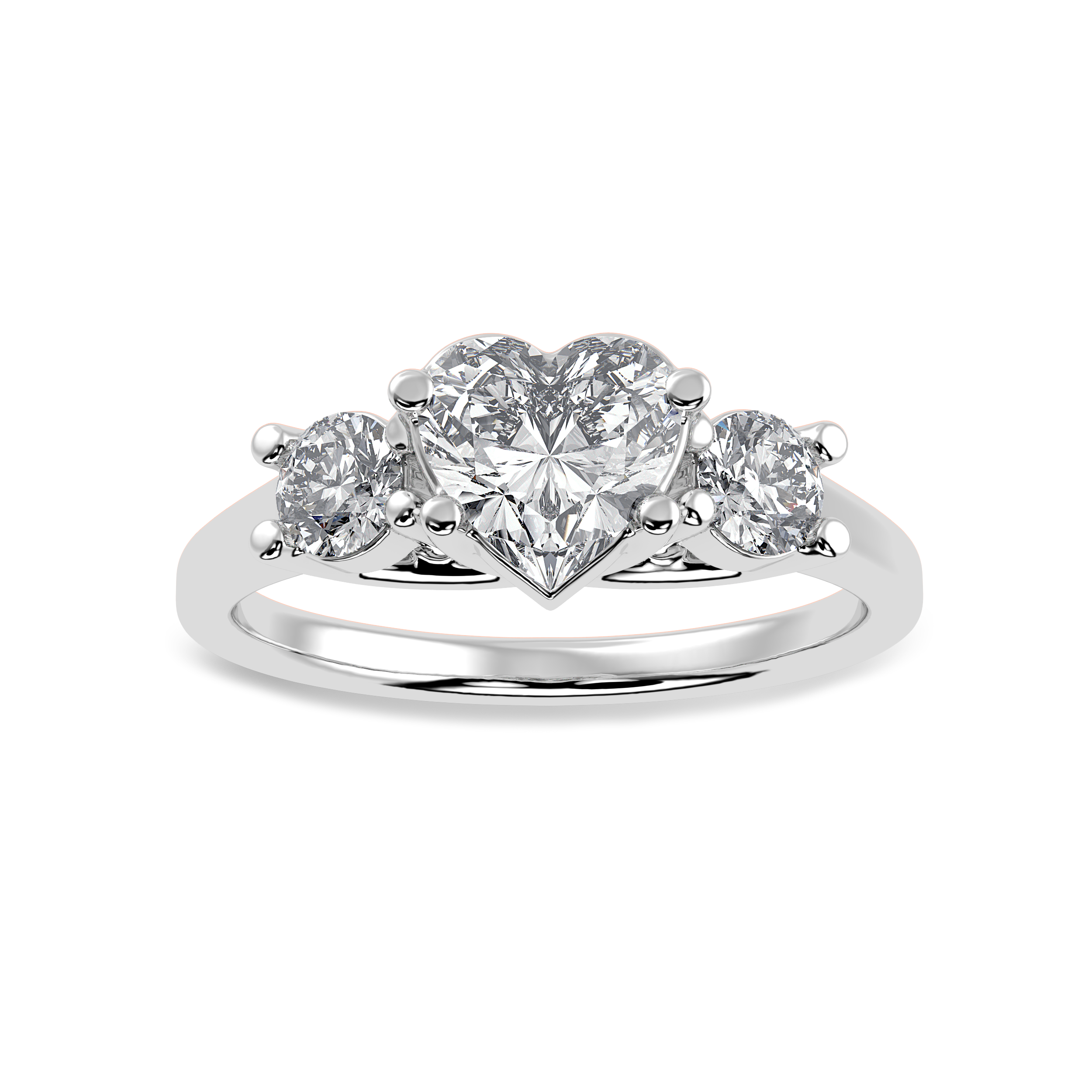 30-Pointer Heart Cut Solitaire Diamond Accents Platinum Ring JL PT 1233   Jewelove.US