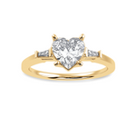 Load image into Gallery viewer, 70-Pointer Heart Cut Solitaire with Diamond Baguette 18K Yellow Gold Ring JL AU 1225Y-B   Jewelove.US
