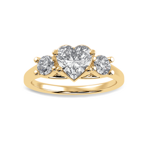 50-Pointer Heart Cut Solitaire Diamond Accents 18K Yellow Gold Ring JL AU 1233Y-A   Jewelove.US