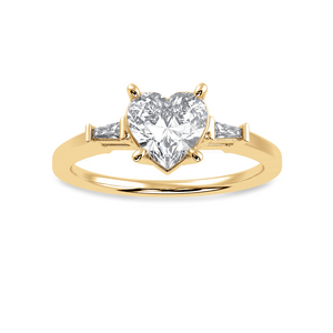 70-Pointer Heart Cut Solitaire with Diamond Baguette 18K Yellow Gold Ring JL AU 1225Y-B   Jewelove.US