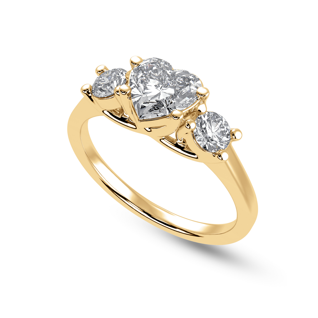 50-Pointer Heart Cut Solitaire Diamond Accents 18K Yellow Gold Ring JL AU 1233Y-A   Jewelove.US
