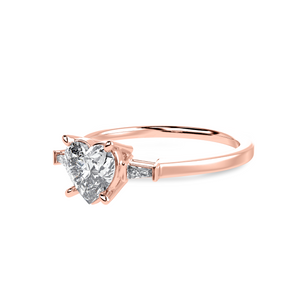 70-Pointer Heart Cut Solitaire with Baguette Diamond Accents 18K Rose Gold Ring JL AU 1225R-B   Jewelove.US