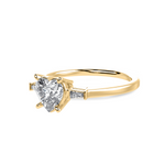 Load image into Gallery viewer, 70-Pointer Heart Cut Solitaire with Diamond Baguette 18K Yellow Gold Ring JL AU 1225Y-B   Jewelove.US
