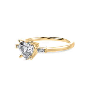 70-Pointer Heart Cut Solitaire with Diamond Baguette 18K Yellow Gold Ring JL AU 1225Y-B   Jewelove.US