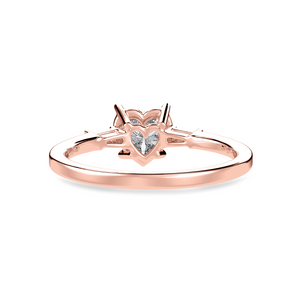 70-Pointer Heart Cut Solitaire with Baguette Diamond Accents 18K Rose Gold Ring JL AU 1225R-B   Jewelove.US