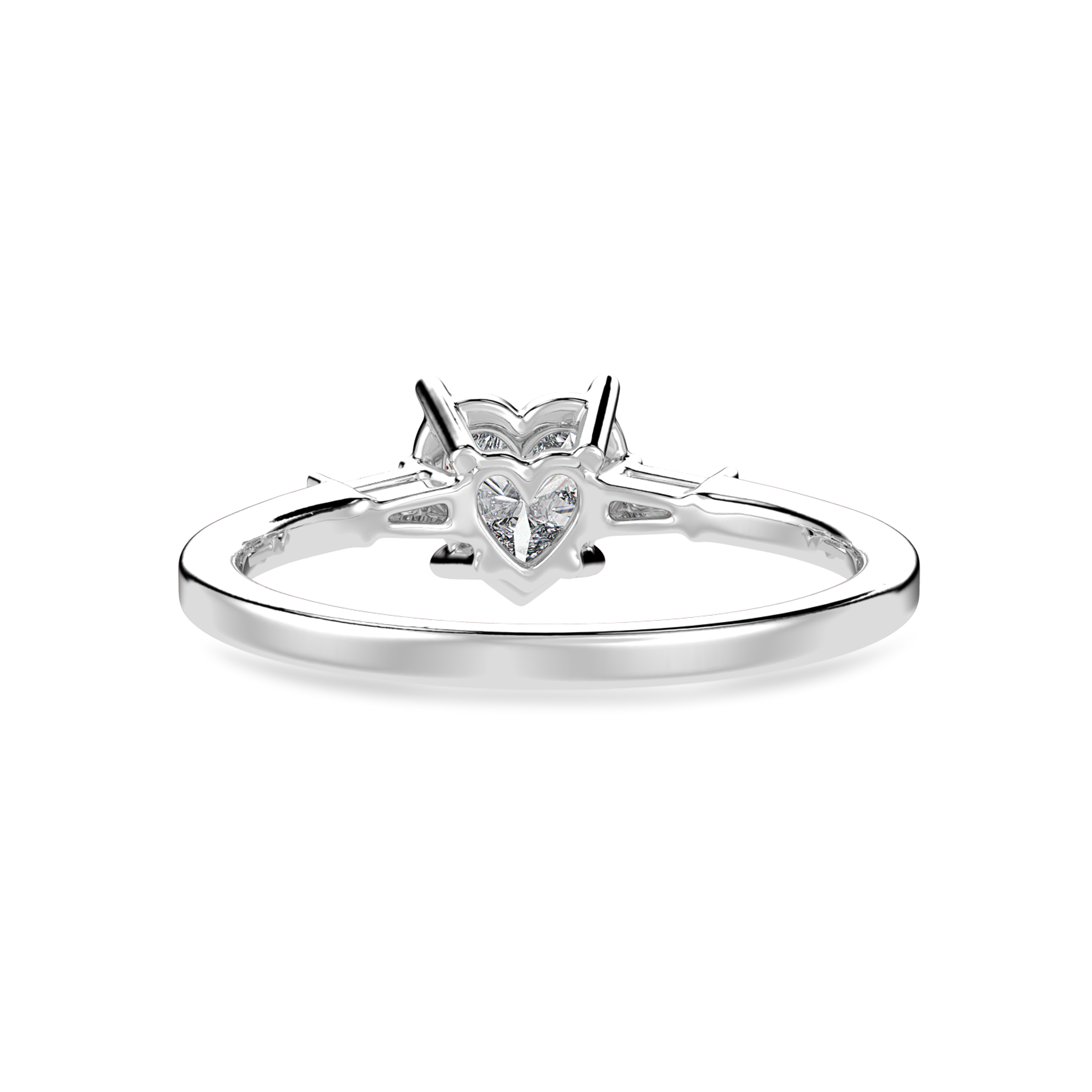 70-Pointer Heart Cut Solitaire with Baguette Diamond Accents Platinum Ring JL PT 1225-B   Jewelove.US