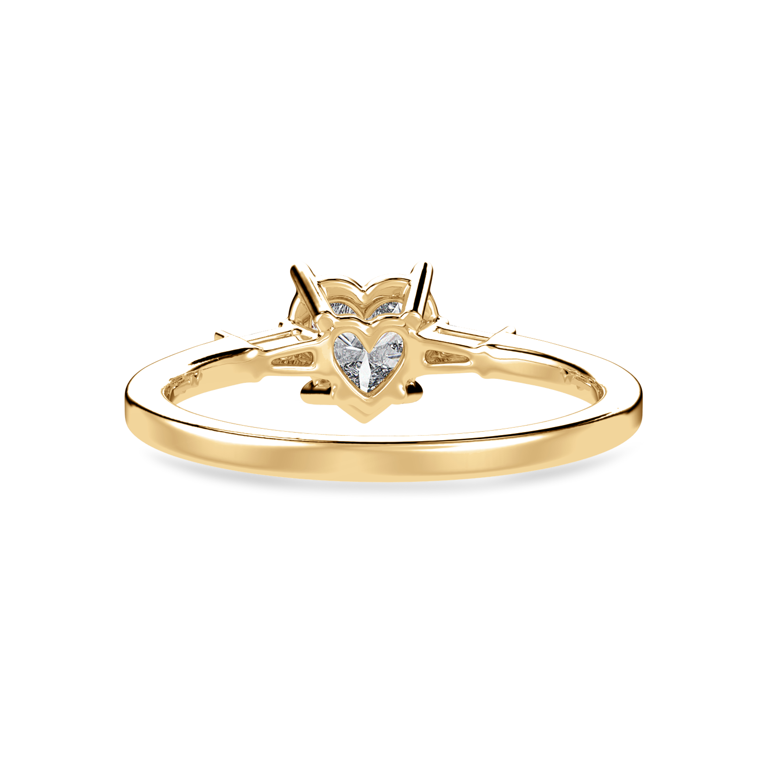 70-Pointer Heart Cut Solitaire with Diamond Baguette 18K Yellow Gold Ring JL AU 1225Y-B   Jewelove.US