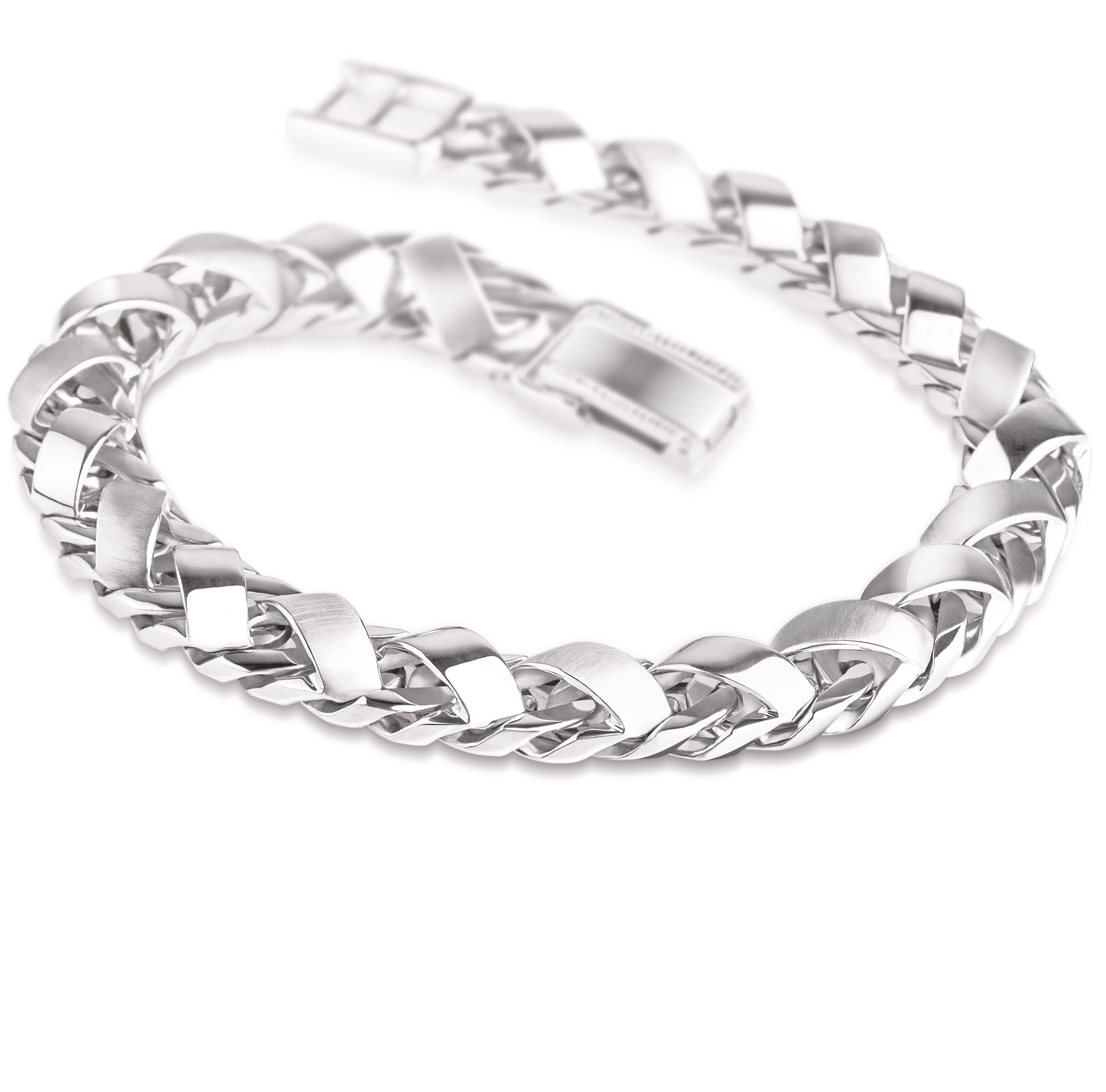 Wavy Diamond Link Mens Bracelet Available In Platinum Or Gold