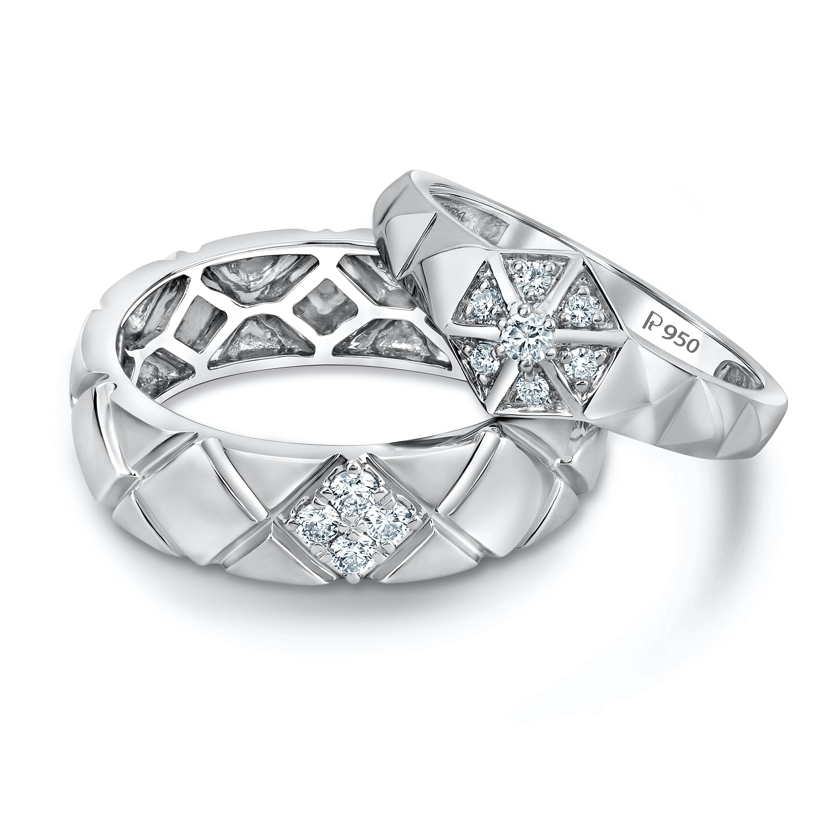 Brighter Together Hexagonal Platinum Love Bands JL PT 1000   Jewelove.US