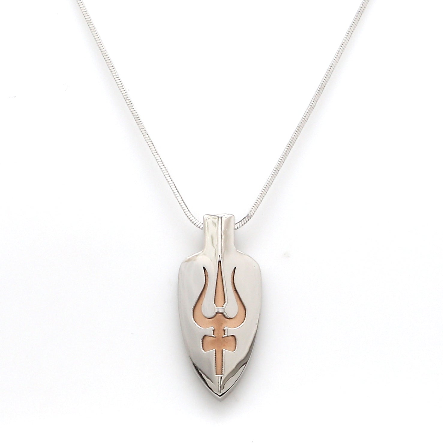 Platinum + Rose Gold Shiv Ji Trishul Pendant JL PT Trishul
