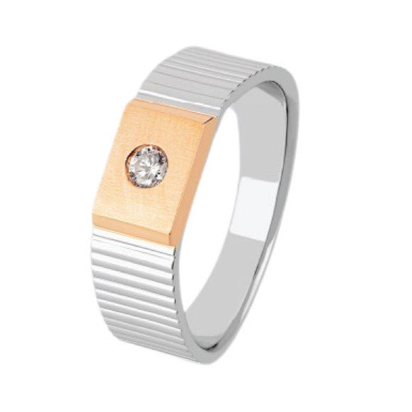 Single Diamond Platinum Rose Gold Ring for Men JL PT 1094