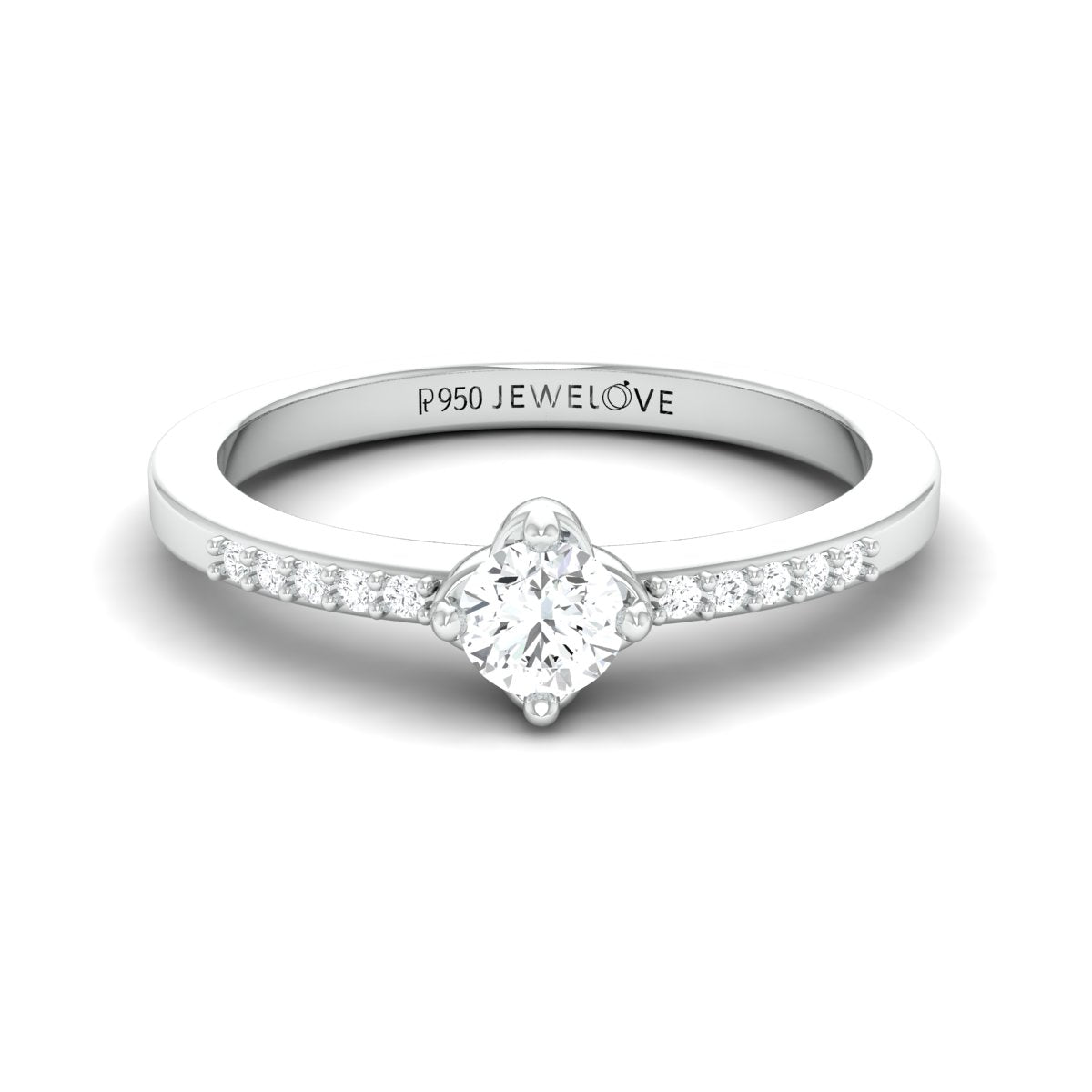 20 Pointer Solitaire Platinum Ring with Diamond Accents for Women JL PT 574