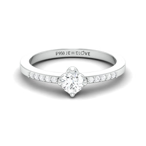 20 Pointer Solitaire Platinum Ring with Diamond Accents for Women JL PT 574