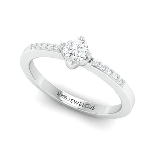 20 Pointer Solitaire Platinum Ring with Diamond Accents for Women JL PT 574