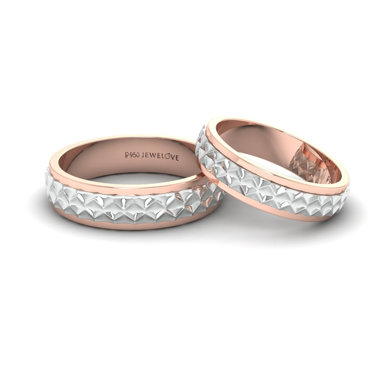 Designer Platinum & Rose Gold Couple Rings JL PT 1113