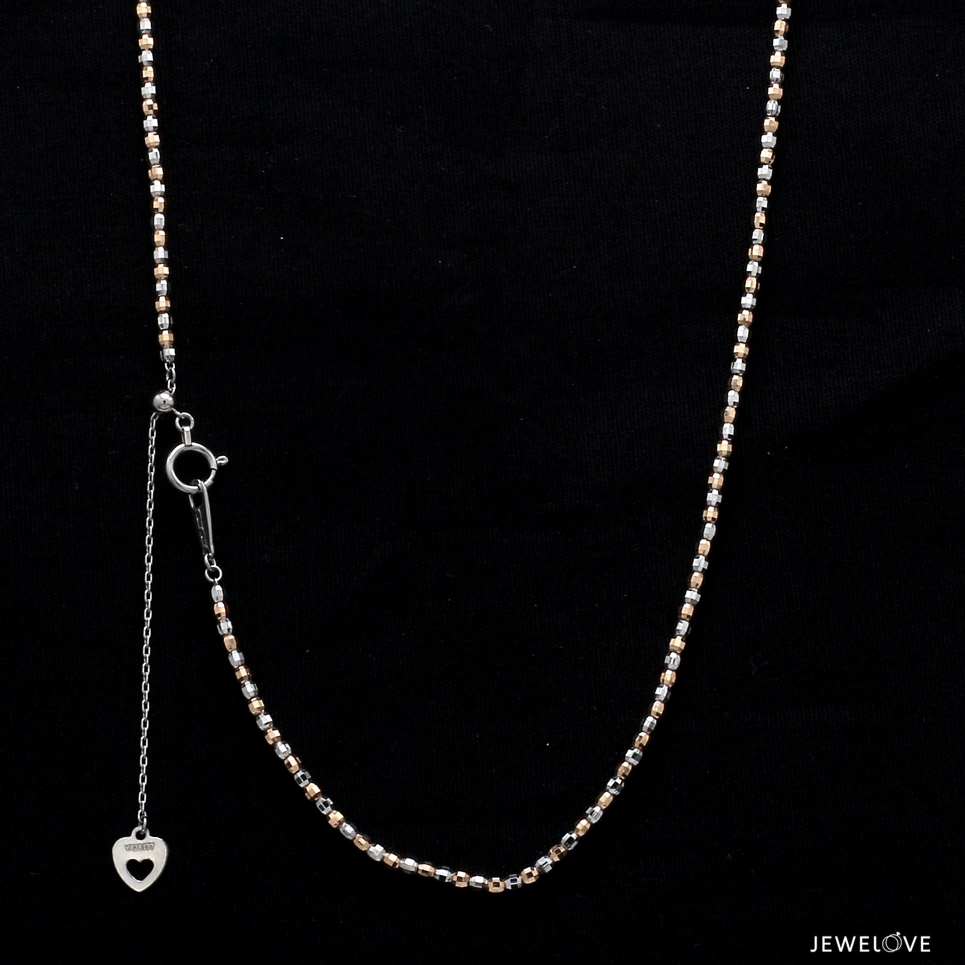 Japanese 2mm Diamond Cut Ball Platinum Rose Gold Chain JL PT CH 1062