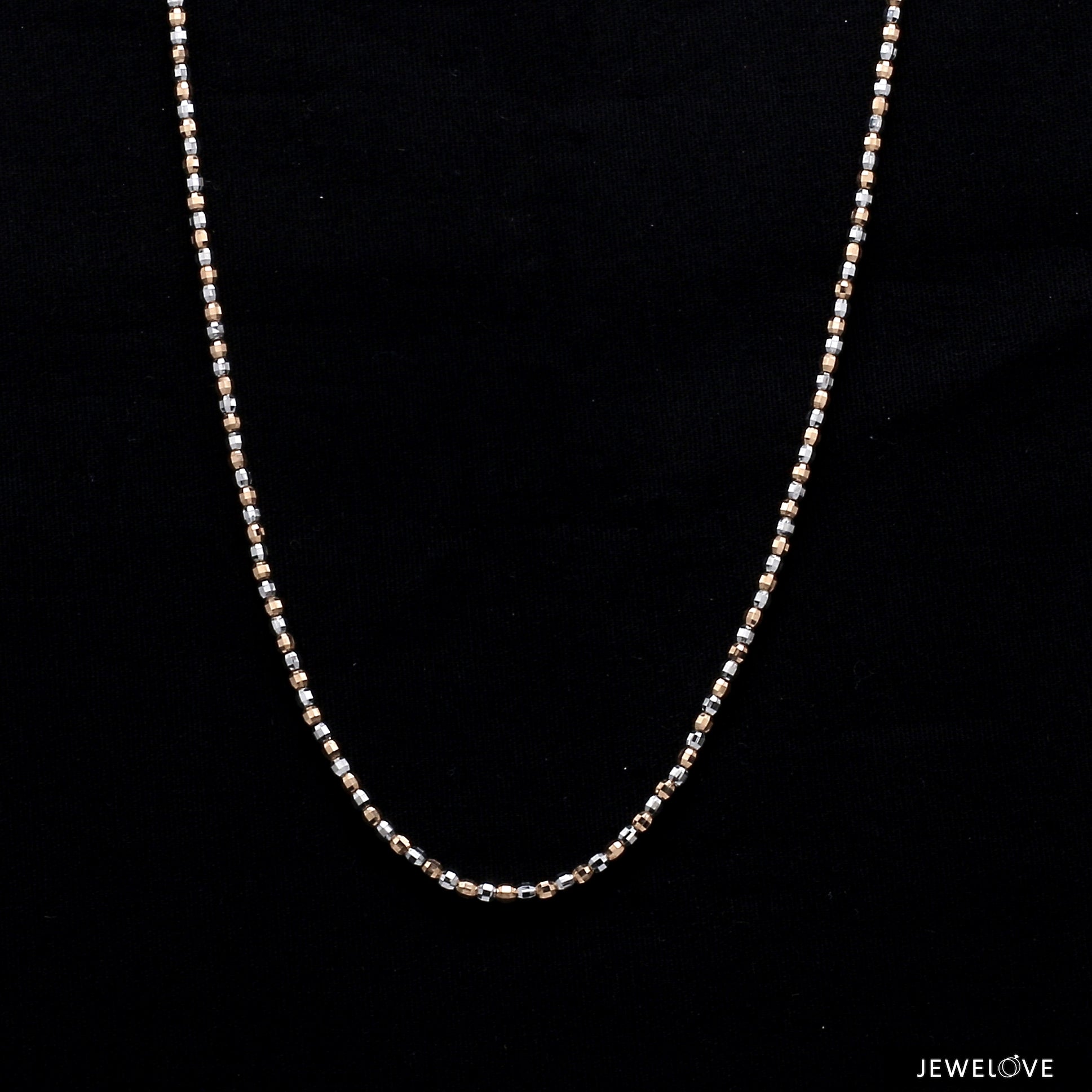 Japanese 2mm Diamond Cut Ball Platinum Rose Gold Chain JL PT CH 1062