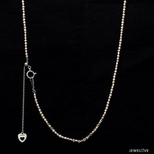 Japanese 2mm Diamond Cut Ball Platinum Rose Gold Chain JL PT CH 1062