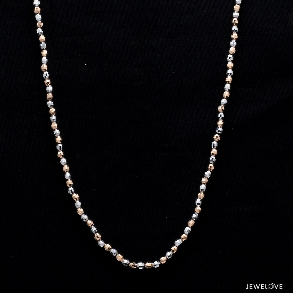 3mm Japanese Platinum & Rose Gold Diamond Cut Ball Chain JL PT CH 1063   Jewelove.US