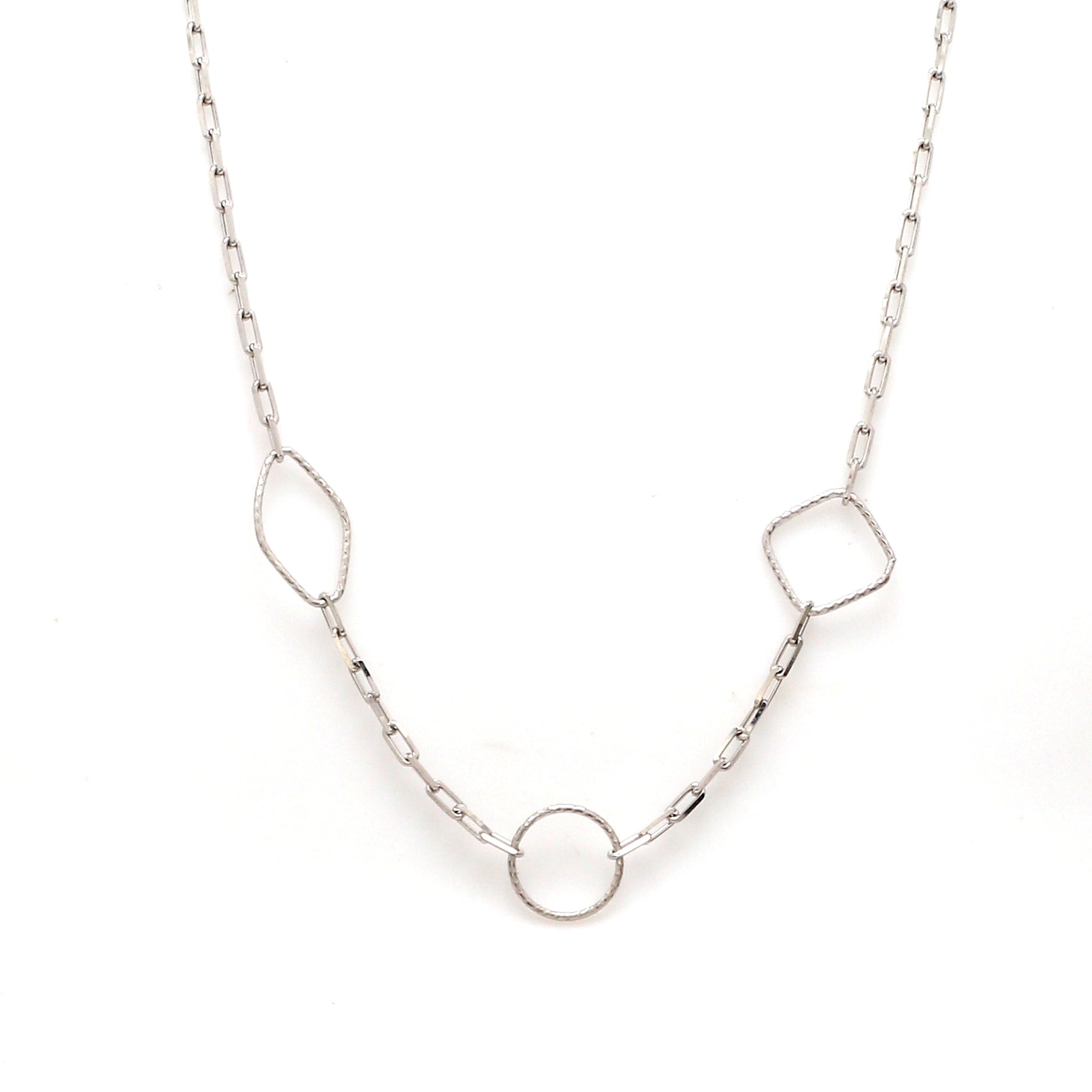 Japanese Platinum 3 Shape Links Necklace Chain for Women JL PT CH 1157