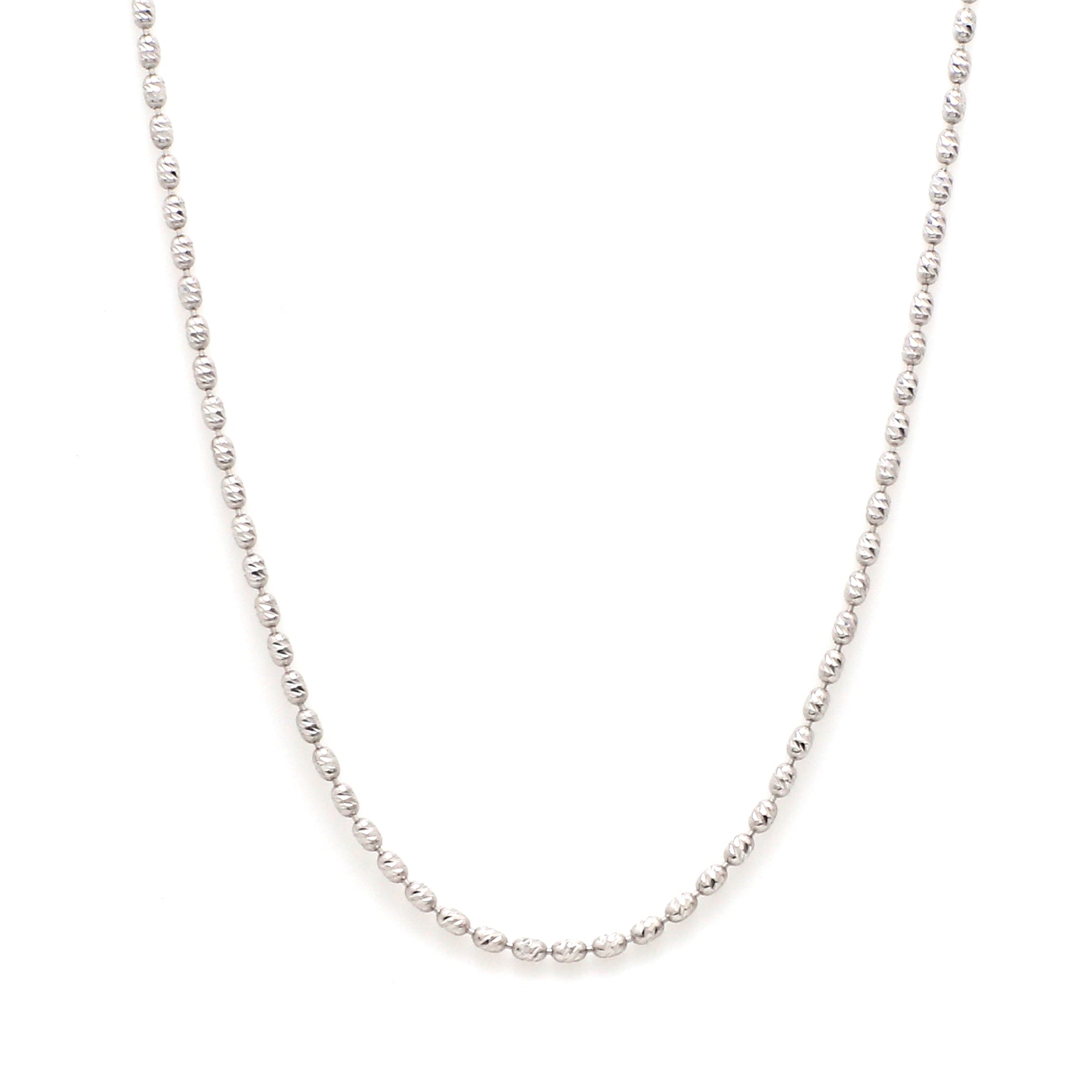 Japanese Platinum Chain with Oval Diamond Cut Balls for Women JL PT CH 981