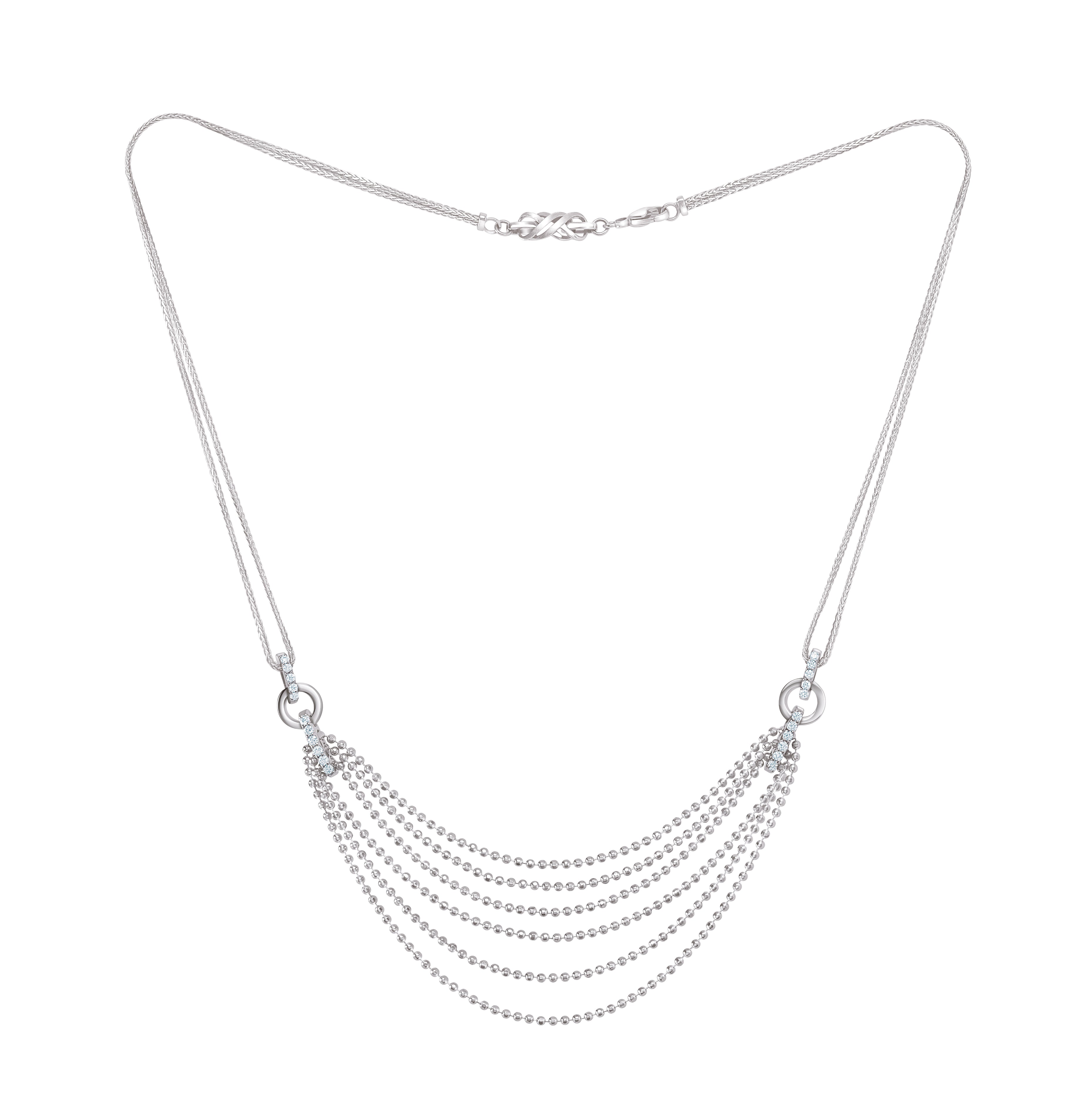 Bridal Platinum Evara Diamond Necklace & Earrings with Diamonds for Women JL PTN 178