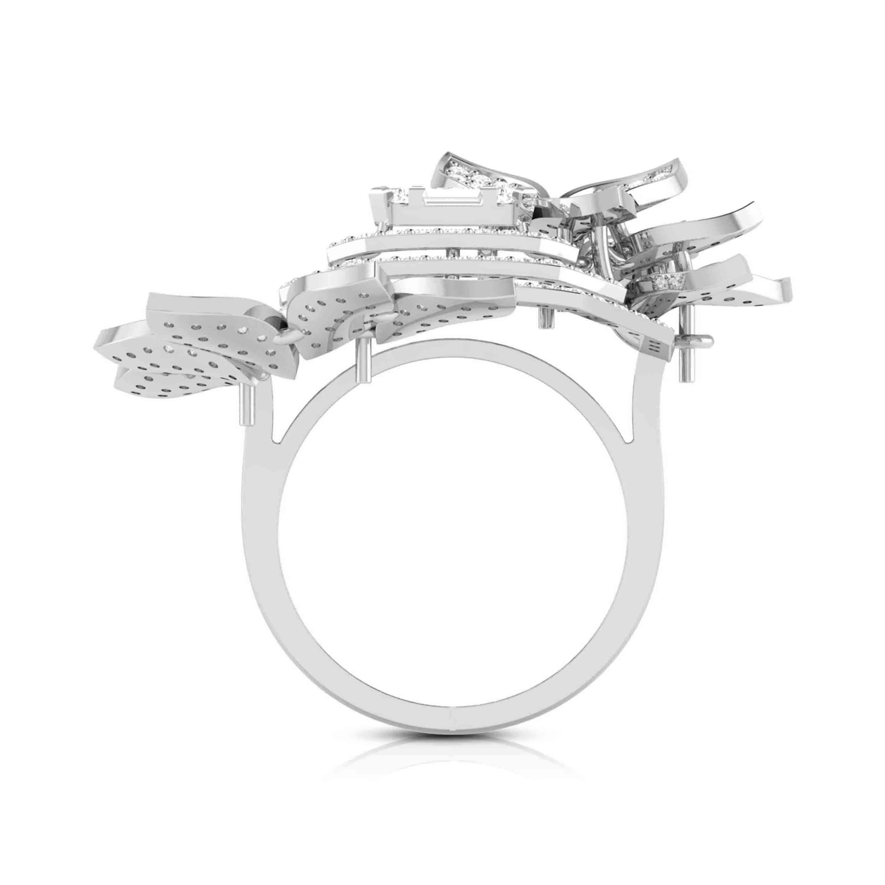 Designer Diamond Flower Cocktail ring in Platinum for Women JL PT R 005