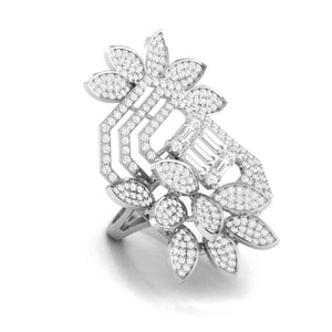 Designer Diamond Flower Cocktail ring in Platinum for Women JL PT R 005  VVS-GH Jewelove.US