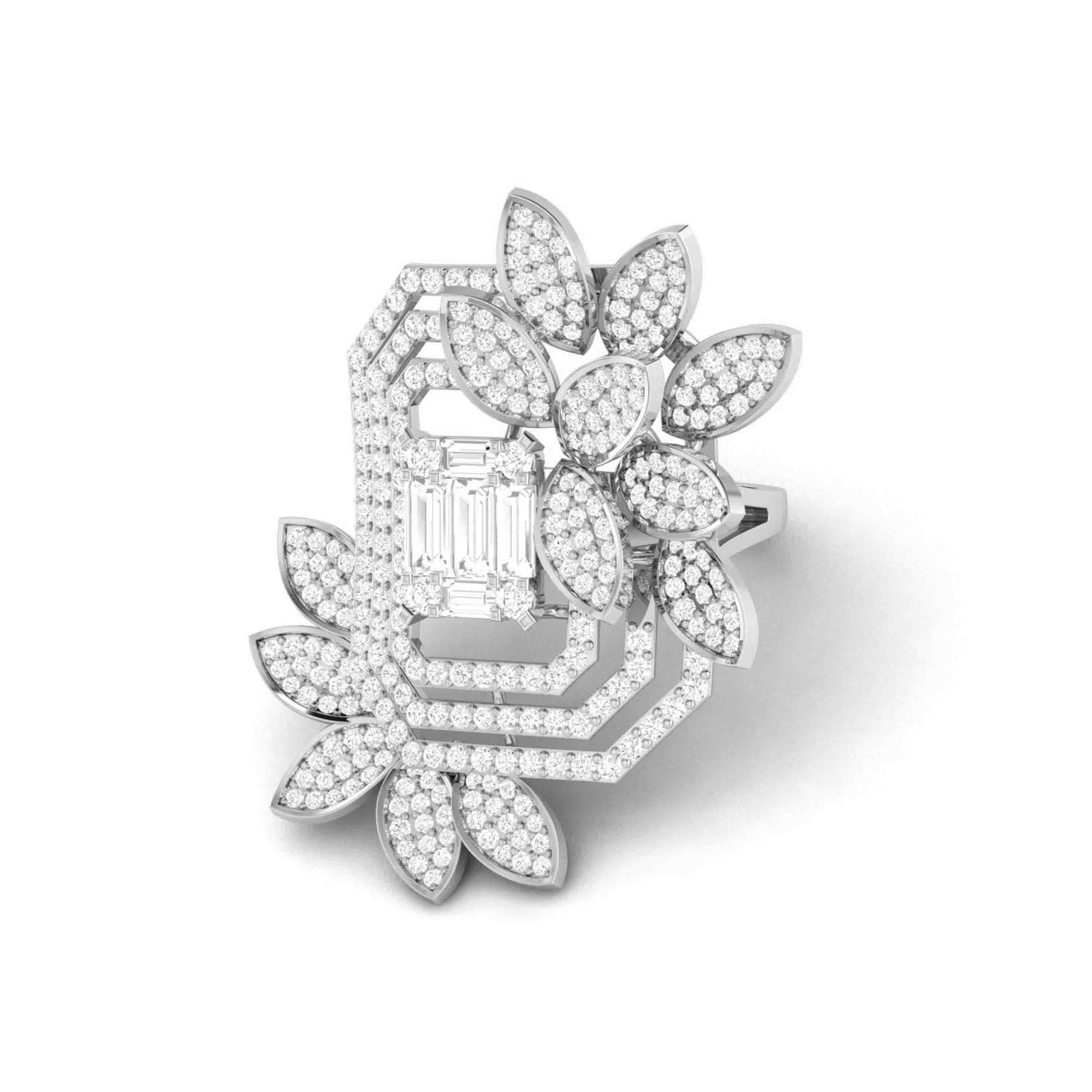 Designer Diamond Flower Cocktail ring in Platinum for Women JL PT R 005   Jewelove.US