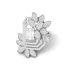Designer Diamond Flower Cocktail ring in Platinum for Women JL PT R 005