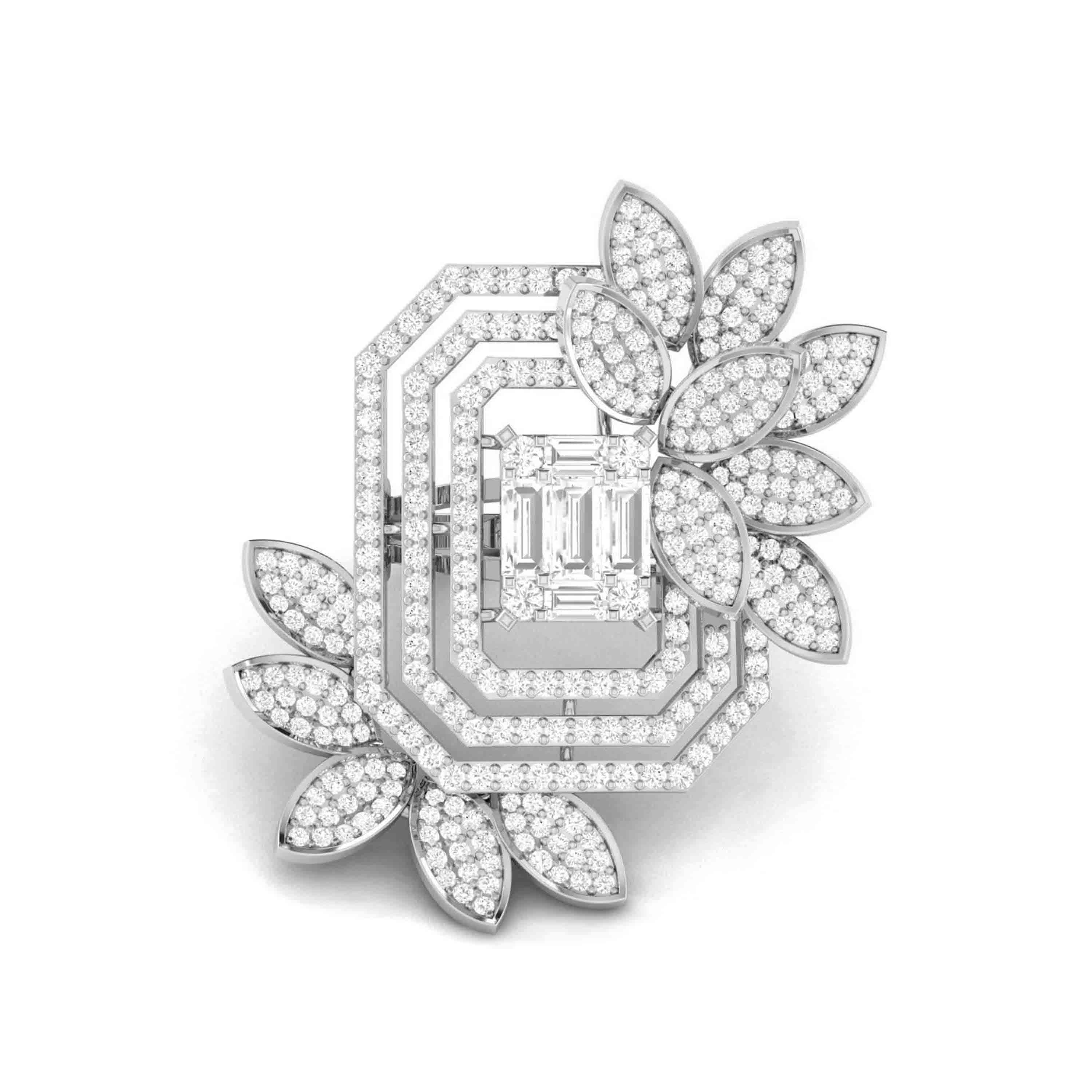 Designer Diamond Flower Cocktail ring in Platinum for Women JL PT R 005