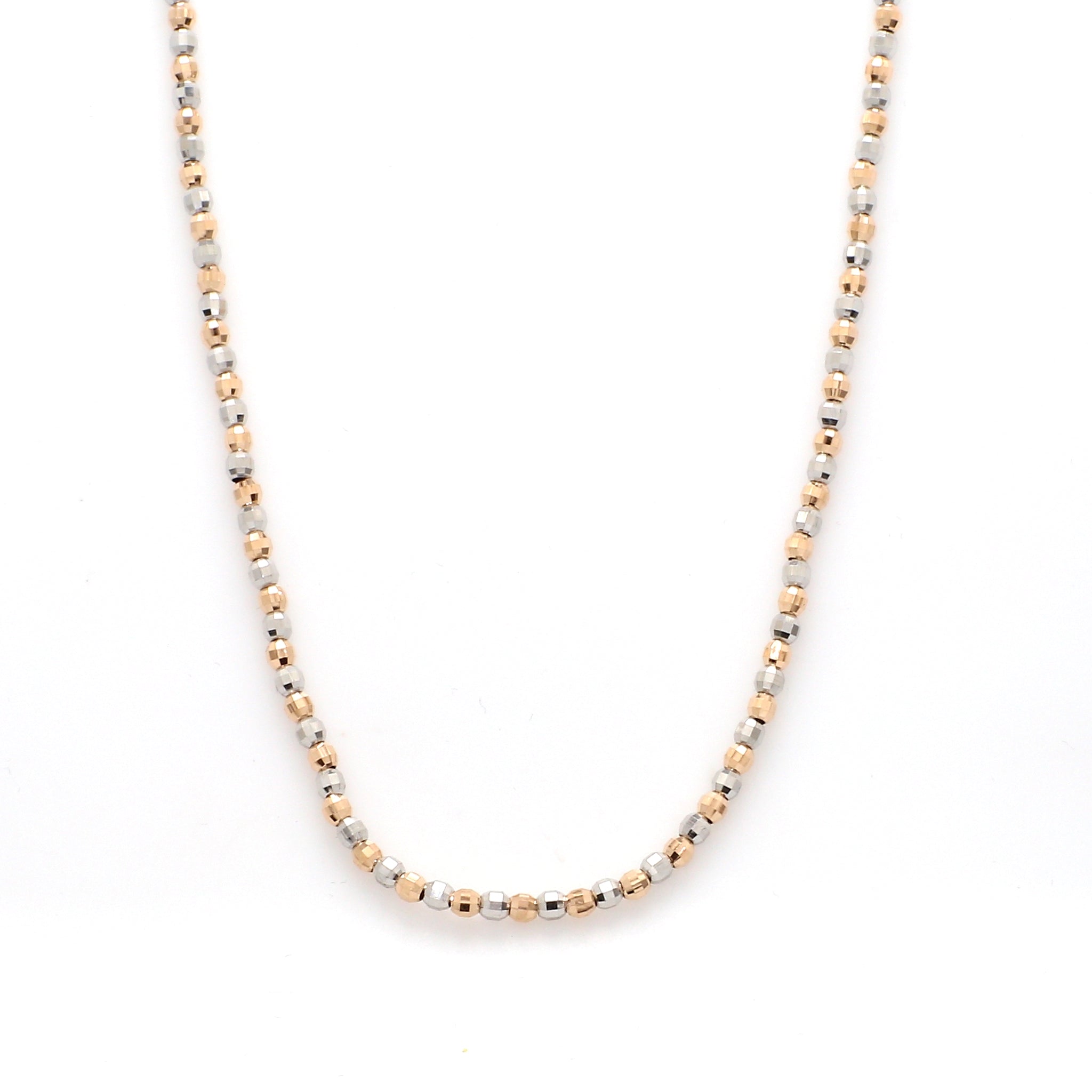 Japanese 2mm Diamond Cut Ball Platinum Rose Gold Chain JL PT CH 1062