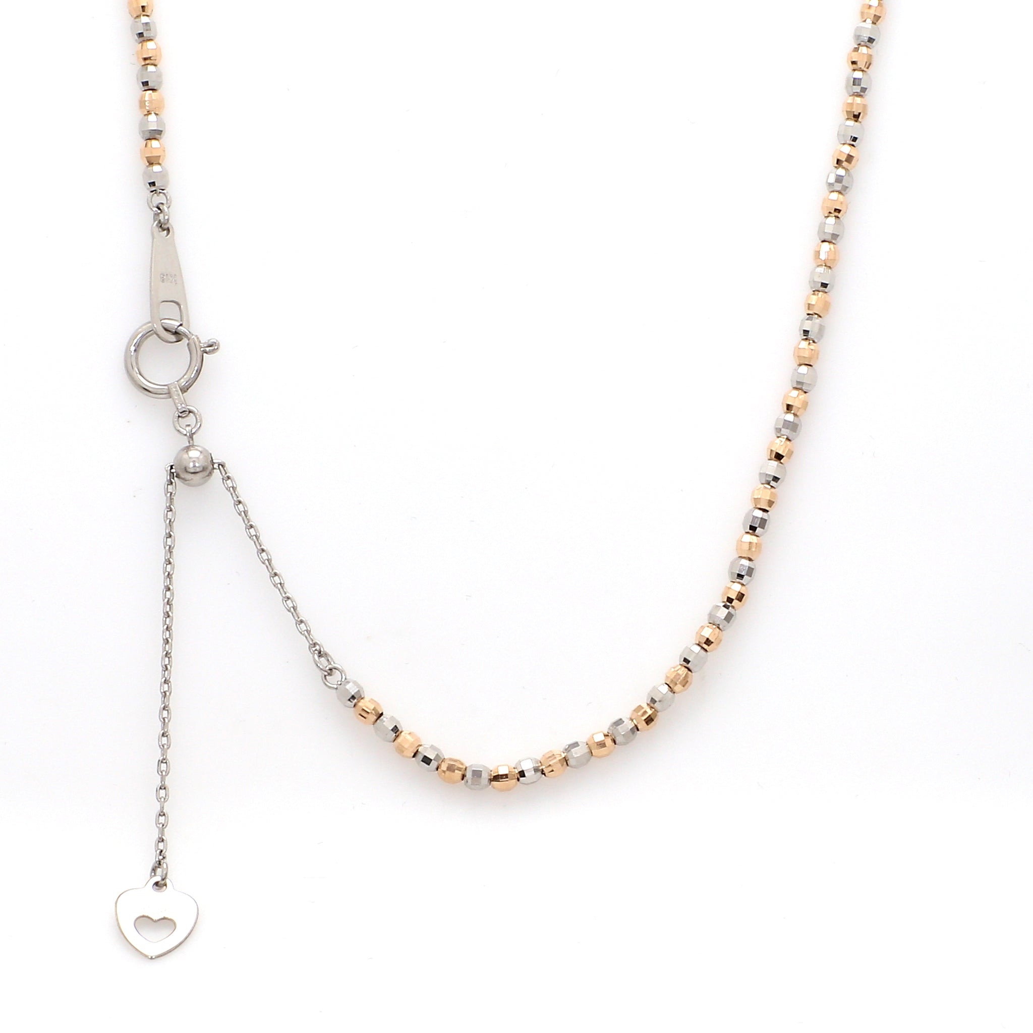 Japanese 2mm Diamond Cut Ball Platinum Rose Gold Chain JL PT CH 1062