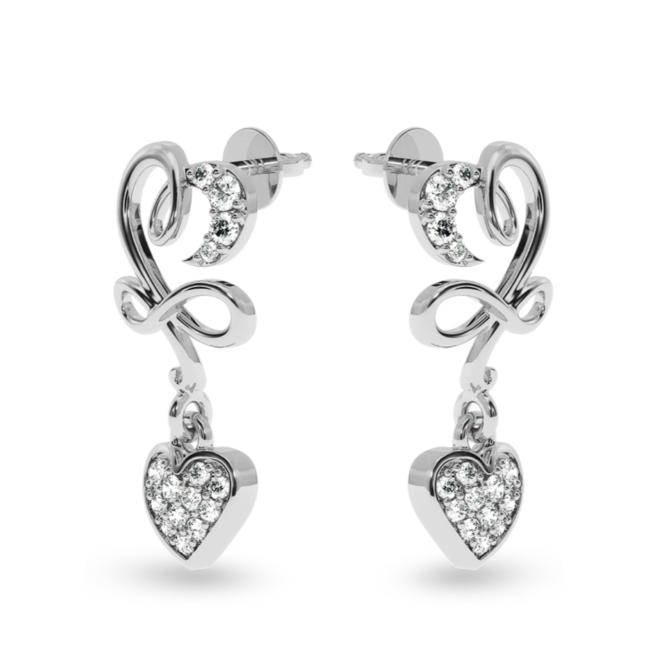 Platinum Diamond Heart Earrings JL PT E LC804