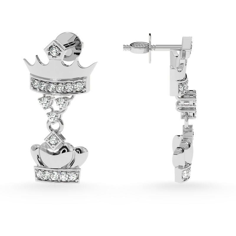 Designer Platinum Diamond Crown Earrings JL PT E LC811   Jewelove.US