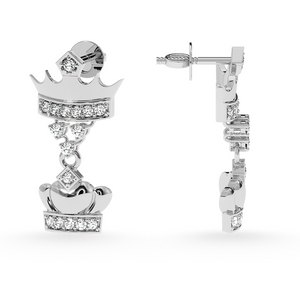 Designer Platinum Diamond Crown Earrings JL PT E LC811   Jewelove.US